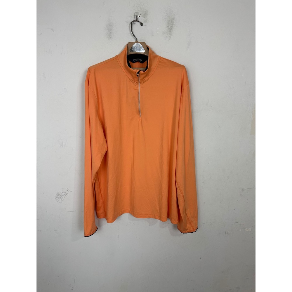 Polo Golf Ralph Lauren Mens XXL Orange Quarter Zip Wicking Pullover Shirt